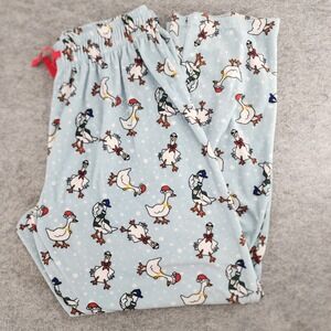 Silly Goose Blue Duck Holiday Print Fleece Pajama Pants Sleepwear Medium